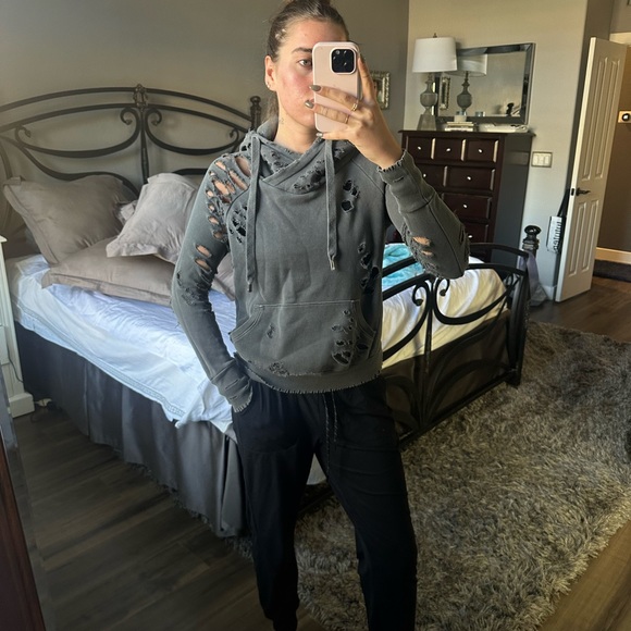 NSF distressed hoodie sweatshirt grey - Picture 2 of 8